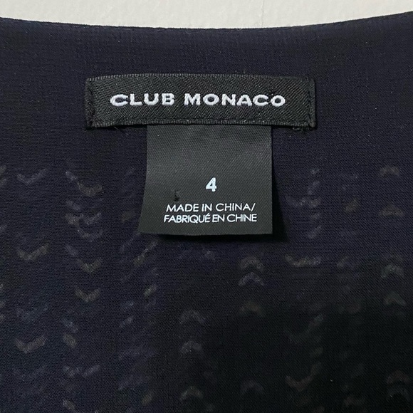 Club Monaco Junelle Silk Micro Chevron Print 3/4 Sleeve Short Dress - Picture 8 of 8